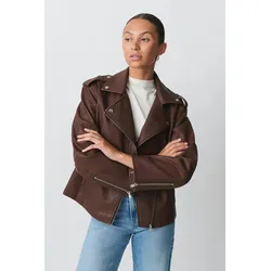 Gina Tricot - Oversized pu biker jacket - lederjacken - beige - XS - Dame - beige - XS