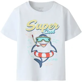 NAME IT T-Shirt NAME IT "NMMFYMZ SS NREG TOP BOX", Mädchen, Gr. 122/128, hellweiß, Jersey, Obermaterial: 95% Baumwolle, 5% Elasthan, bedruckt, unifarben, normal normal, Rundhals, Shirts T-Shirt, mit sommerlichem Frontmotiv