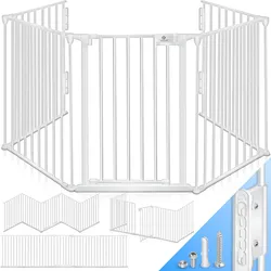 KESSER® Kaminschutzgitter mit Tür Metall Ofenschutzgitter Laufgitter Laufstall Absperrgitter Tierschutzgitter Türschutzgitter für Kinder-Sicherung