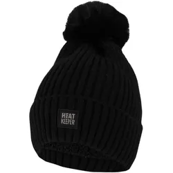 Heatkeeper - Thermomütze + Bommel Damen - Schwarz - 2 Stücke SCHWARZ ONE SIZE