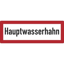 Feuerwehrschild, Hauptwasserhahn - DIN 4066 - 210x74 mm Folie selbstklebend