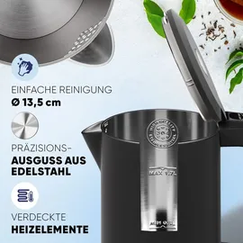 STILLSTERN Wasserkocher Temperatureinstellung [1,7L | 40-55-70-85-100°C], 12 Std. Warmhalten, Präzisionsausguss aus Edelstahl, Anti-Fingerprint, Schnelles Aufheizen [2200W], Leise,