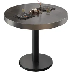 BN | Bistrotisch | Ø:H 80 x 72 cm | Edelstahl Rand | Wenge / Schwarz | Rund