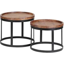 FineBuy Couchtisch rund Braun Sheesham 53 x 45 cm