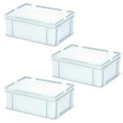BRB 3 Deckelbehälter im Euroformat, LxBxH 400x300x180 mm, 16 Liter, 1,6 kg, weiß