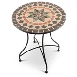 Mosaiktisch 60 cm Ø, mediterraner Garten- & Terrassentisch, 71 cm hoch, Anthrazit-Terrakotta, Raburg Mayla