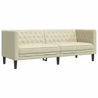 VidaXL Chesterfield-Sofa 3-Sitzer Creme Kunstleder
