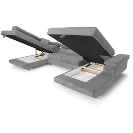 sofiland Ecksofa U-Form Hellgrau 2-Sitzer
