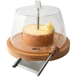 Boska Käseschaber Amigo mit Glocke / Einfach zu verwenden / Hält Käse langer frisch / Holz / Kunststoff / Braun