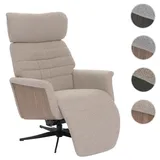 MCA Furniture MCA Relaxsessel HWC-N56, Fernsehsessel Liegesessel Fußstütze drehbar Bouclé Stoff Holz - Stoff braun, Holz Walnuss-Optik