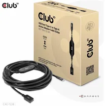 Club 3D USB-C auf USB-A 10 m Schwarz