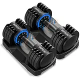 DH FitLife Hantel verstellbare Hanteln, (2 bis 12 KG mit 5 Gewichtsstufen, 2er Set), Kurzhantelset mit platzsparenden Hantelscheiben für Heimtraining schwarz