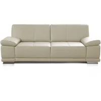 CAVADORE 3,5-Sitzer Ledersofa Corianne / Große Couch im Echtlederbezug und modernem Design / Mit verstellbaren Armlehnen / 248 x 80 x 99 / Echtleder weiß