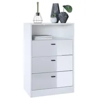 Vladon Kommode, Weiß Hochglanz, 56x86.5x36 cm, Wohnzimmer, Kommoden &