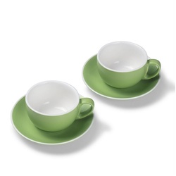 Terra Home Tasse Terra Home 2er Milchkaffeetassen-Set, Grün matt, Porzellan grün