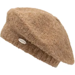 Baskenmütze CHILLOUTS "Odett Hat", Damen, braun (camel), Strick, Materialmix, unifarben, meliert, modisch,feminin, Mützen, mit lockerer Passform