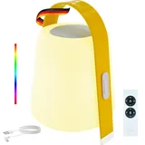 Schwaiger 661750 Tragbare Tischleuchte Bluetooth Lautsprecher Akku RGB LED Nachttischlampe Außenlicht Outdoor Gartenlampe Musiklautsprecher Henkel 5W spritzwassergeschützt