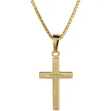 trendor 75276 Kreuz-Anhänger Gold 585 (14 Kt.) + Goldplattierte Kette, 40 cm