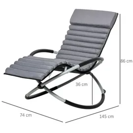 Outsunny Schaukelstuhl 2 In 1 Texteline 145 x 74 x 86 cm Schwarz