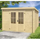 Gartenhaus mit Anbau Gerätehaus Blockhaus Holzhaus Holz Lasita Maja HORI 28 mm