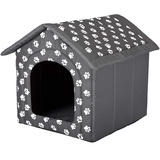 PillowPrim Hundehütte Hundehöhle Hundebett Hundehaus Katzenhöhle Größe XXXL - 76x72 cm grau mit Pfoten