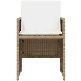 vidaXL 3-tlg. Bistro-Set mit Kissen Beige Poly Rattan