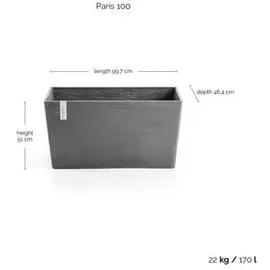 Ecopots Paris 99 x 46 x 50 cm Grau
