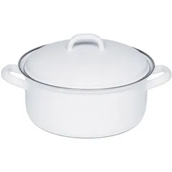 Riess Kasserolle mit Deckel Ø18cm Emaille Classic Weiss