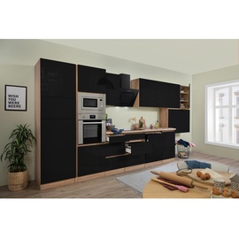 Respekta Premium Küchenzeile Küchenblock grifflos 445 cm Schwarz