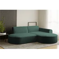 Fun Möbel Ecksofa Designersofa BONDY in Stoff Ascot Petrol Ottomane Rechts