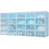 WEIGR 20 Stück Schuhboxen Stapelbar Transparent Schuhbox PP, Shoe box Transparentes Design, Schuhkarton Geruchsvermeidung, Shoe storage 33x23x14cm (Blau)