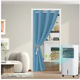 Jibenhome Türvorhang Ösen Thermo Gardinen,Blickdicht Vorhang,Treppe Thermovorhang, Einfarbig blau
