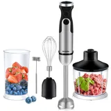 Stabmixer, Stainless Steel Pürierstab Set, Pürierstab,5 in1,1200W Kabelloser Stabmixer, Inklusive Schneebesen, Zerkleinerer,Milchschäumer, 500ml Lebensmittelhacker und 800ml Messbecher. (5-in-1)