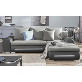 Sofa.de Ecksofa mit Beleuchtung und Schlaffunktion Emma ¦ grau ¦ Maße (cm): B: 280 H: 96 T: 184.0