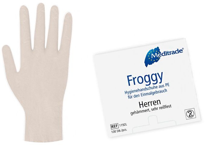 FroggyTM Hygienehandschuh aus reißfestem Polyethylen Handschuhe 100 St