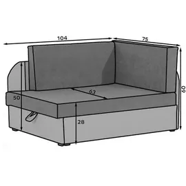 MID.YOU Jugend-, Grau, Schwarz, Textil, 104x60x75 cm, Kinder- & Jugendzimmer, Jugendmöbel, Jugendsofas