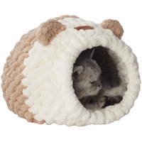 WOOWA Premium Katzenbett, Handgemachte Katzenhöhle, Katzenbetten für Indoor Katzen, Katzenbett Höhle, Katzenhaus Kätzchenbett, Katzenzelt, Katzenhöhle Bett, Überdachte Enclose Katzenbetten - Beige