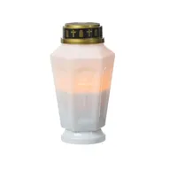 Marelida LED Grablicht Grabkerze Grableuchte Orange Flackernd Timer H  15,5cm Weiß