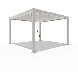 Weide Deluxe Plus | Pergola Voll Aluminium freistehend | 4 x 4 M | Lamellendach Ivory Sand