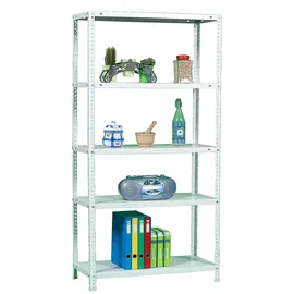 Simon Rack SimonRack Schwerlastregal, Lagerregal, 180x80x40 Metallregal Kellerregal, Biegestelle 100 kg, 5 Fachböden, Weiss - Comfort