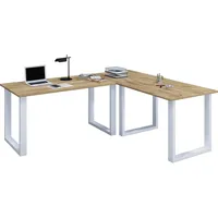 VCM my office Lona Schreibtisch honig-eiche rechteckig, U-Fuß-Gestell silber