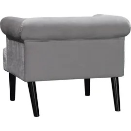 Atlantic Home Collection Sessel Charlie Samt 86 x 70 x 74 cm Grau mit Wellenunterfederung