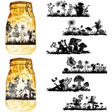 CREATCABIN 6 Stück Feenpilz-Silhouetten,Einmachglas-Dekor,PVC,Lasergeschnittene Feen,Scrapbook-Karton,Solar-Laterne,Hängende Ausschnitte,Ornamente Für Laterne,Milchglas,Fenster,20x9cm,Ohne Aufkleber