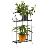 Relaxdays Blumenregal Metall 2 Ablagen Schwarz