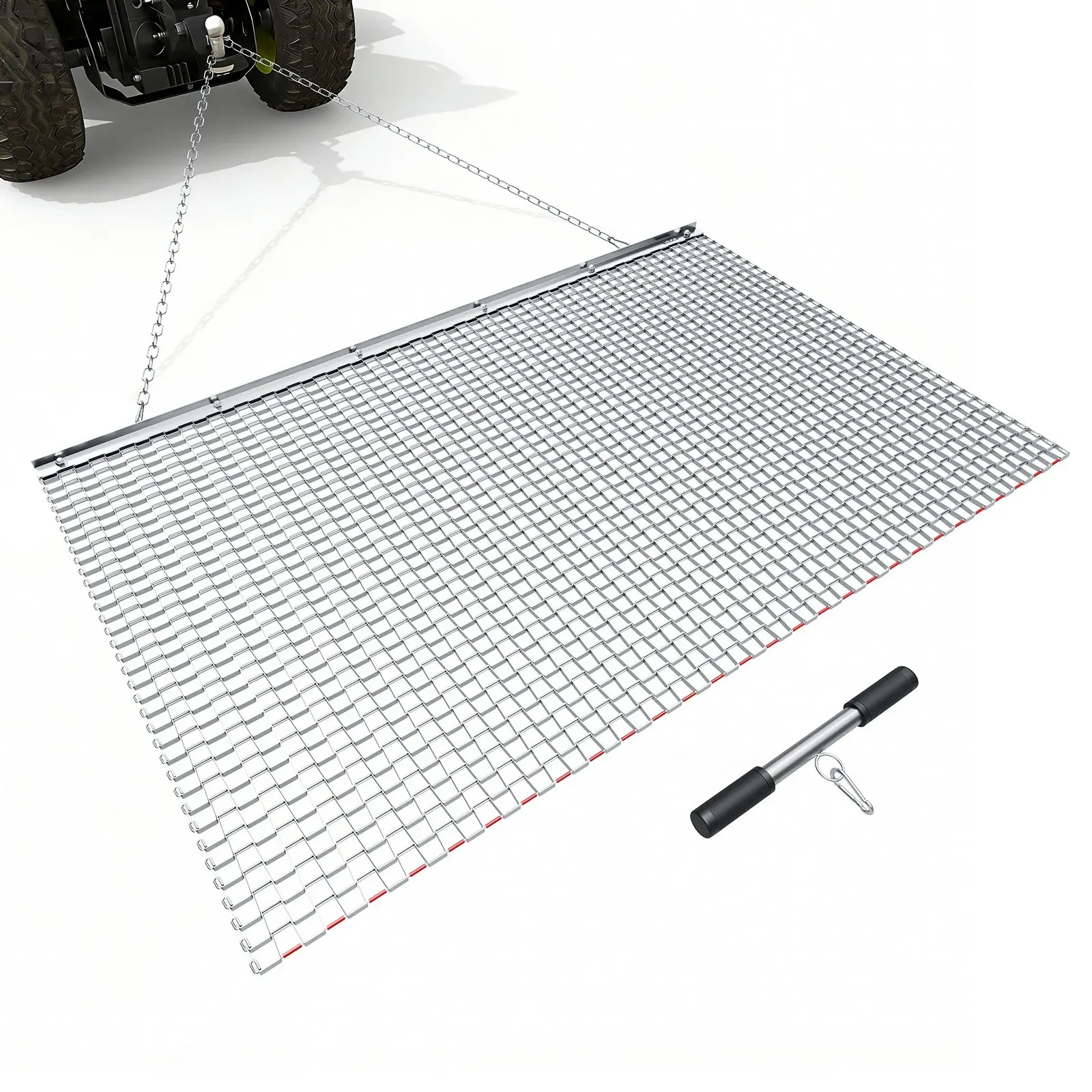 VEVOR Schleppegge 1525x914mm, Wiesenegge, Wiesenschleppe, Feldegge aus Verzinktem Stahl mit Anhängekette, Anbaugerät für ATVs, UTVs & Traktoren zum Einebnen von Schotterwegen, Fahrspuren & Feldern