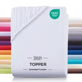 Carpe Sonno Spannbettlaken Topper Spannbetttuch Jersey 140x200 160x200 180x200 200x200 Baumwolle, Jersey, Gummizug: rundum, (1 Stück), Topper Spannbettlaken 200x200 für Matratzen bis 10cm Höhe weiß 200 cm x 200 cm