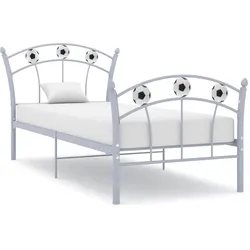 Einzelbett mit Fußball-Design Grau Metall 90x200 cm