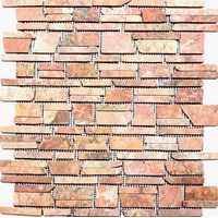 Mosaik Brickmosaik uni Rossoverona Marmor Naturstein Küche, Mosaikstein Format: 25-105x15x8 mm, Bogengröße: 305x305 mm, 10 Bögen