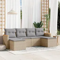 Gecheer 6-TLG. Gartenlounge Set Polyrattan, Balkonlounge Set Rattan, Loungemöbel Garten, Gartenmöbel Lounge Sofa, Gartensofa, Kissen, Polyrattan