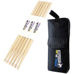 keepdrum Schlagzeug keepdrum 5A Hickory Drumsticks 3 Paar + keepdrum SB-01 Stickbag